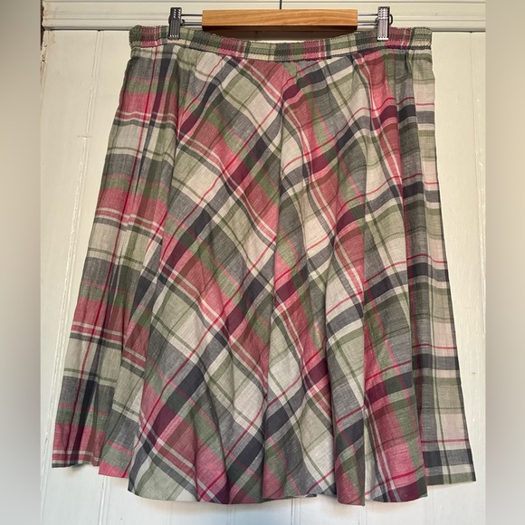 *3 for $20* Vintage Plaid A-Line Skirt in Pink and Green, Midi Length, sz 16 - Picture 8 of 8